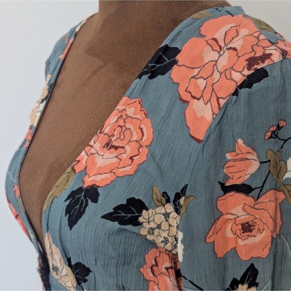 Billabong Your Love Skater Mini Dress In Sugar Pine Green Floral Flowy Rayon S - Picture 5 of 11